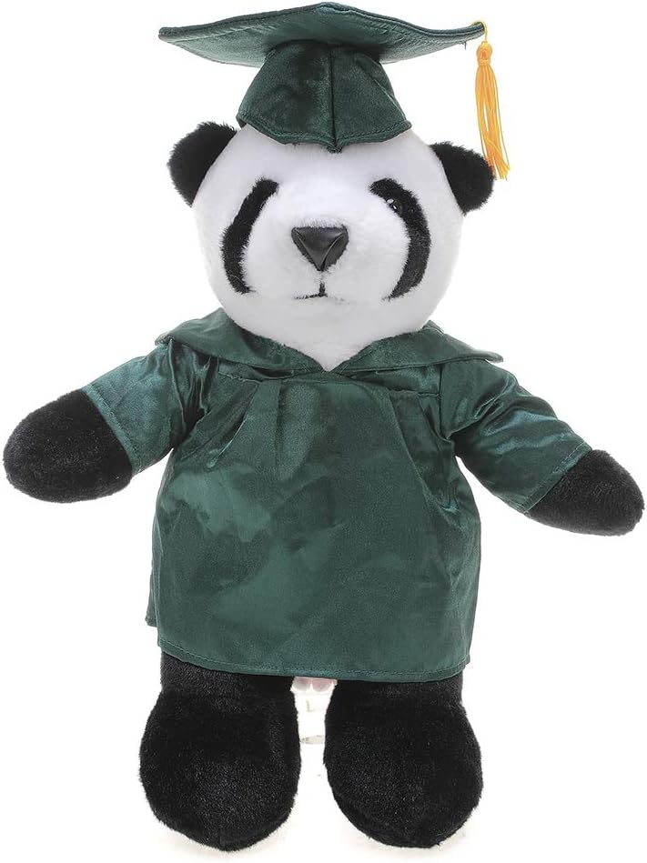 Plushland Panda Plush Stuffed Animal Toys Present Gifts for Graduation Day, Personalized Text, Name or Your School Logo on Gown, Best for Any Grad School Kids 12 Inches(Red Cap and Gown)