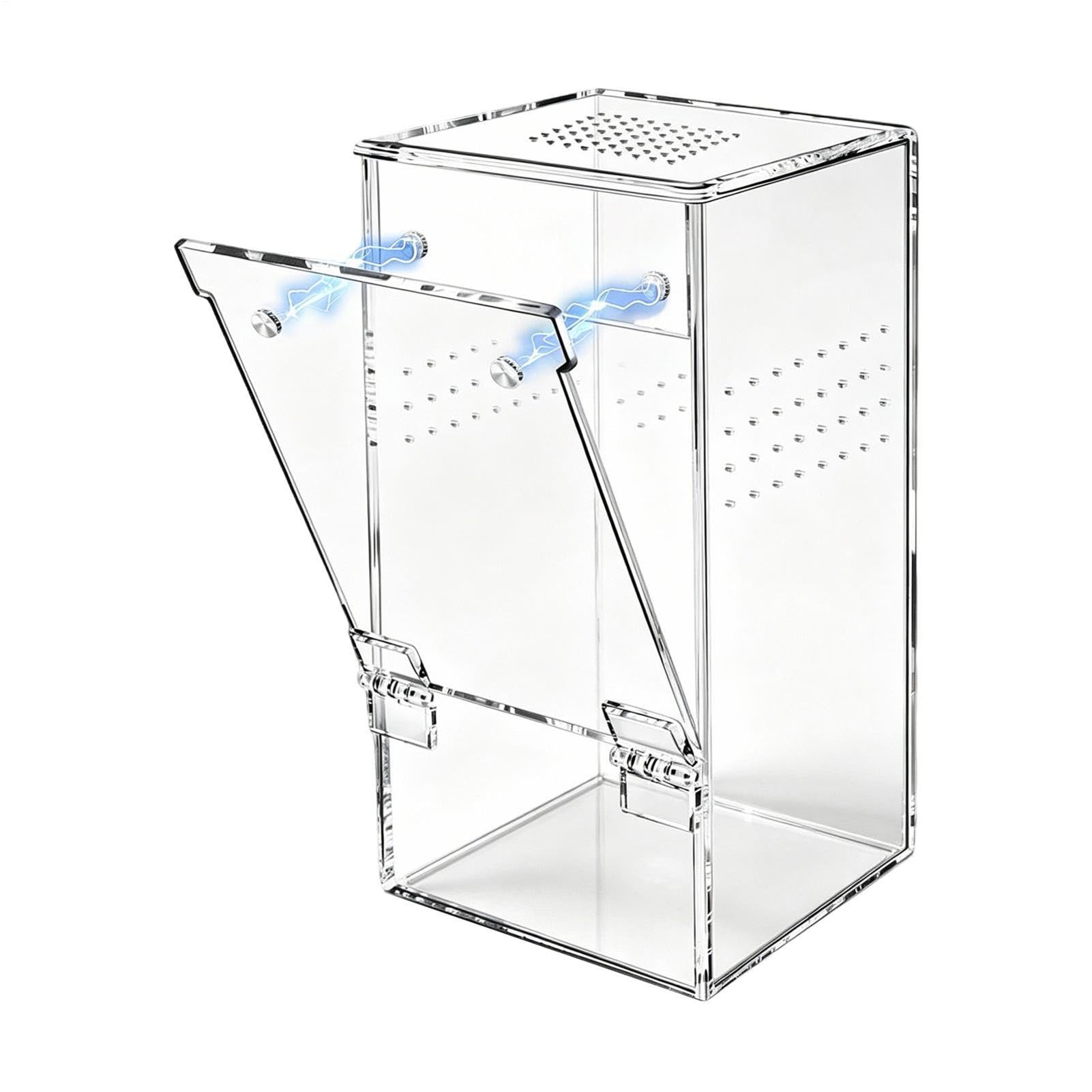 Terrario de acrílico para arañas con puerta magnética y jaula de cría 15.5x7.6x7.6 cm