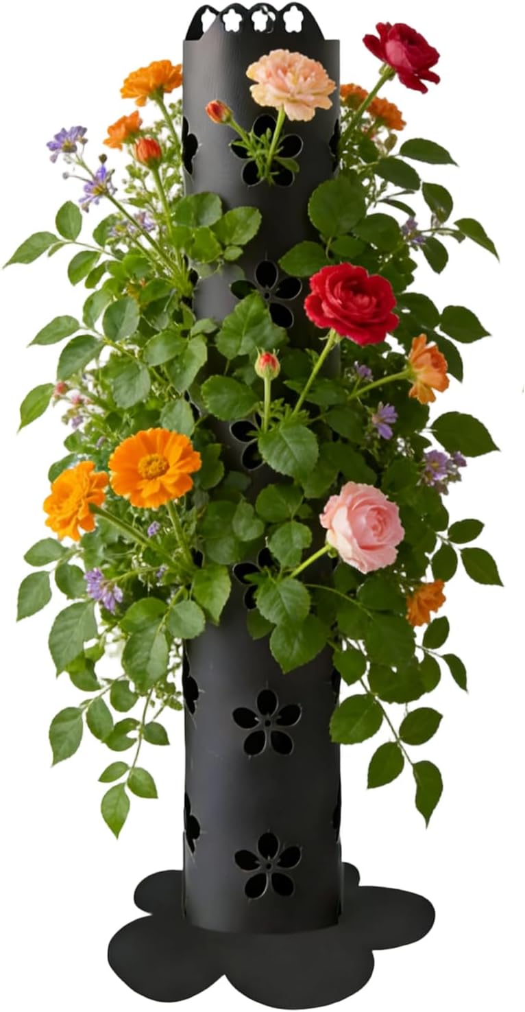Vertical Garden Tower - 31.4 inches Hollow Standing Flower Pot Tower - Flower Pot Holds up to 30 Plants,for Porch Garden Patio Workplace Balcony Outdoor Lawn Courtyard