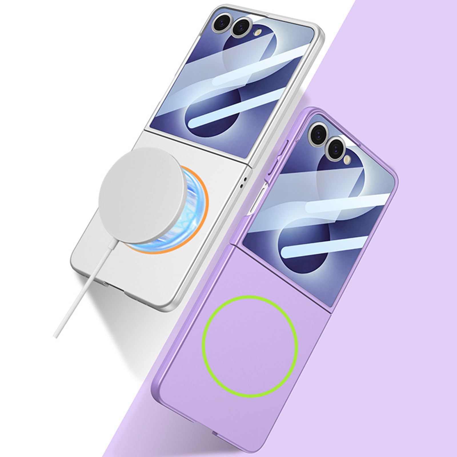 Magnetica Custodia per Samsung Galaxy Z Flip 8, Sottile Duro PC Glassata
