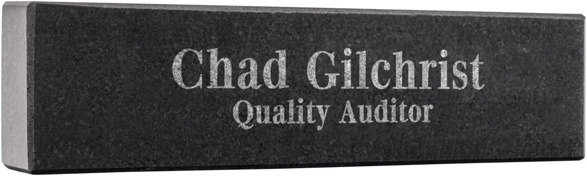 Personalized Black Granite Nameplate - Offered in Two Sizes- Celebrate A New Job, Promotion, Graduation or New Office (8 x 2 x 1)