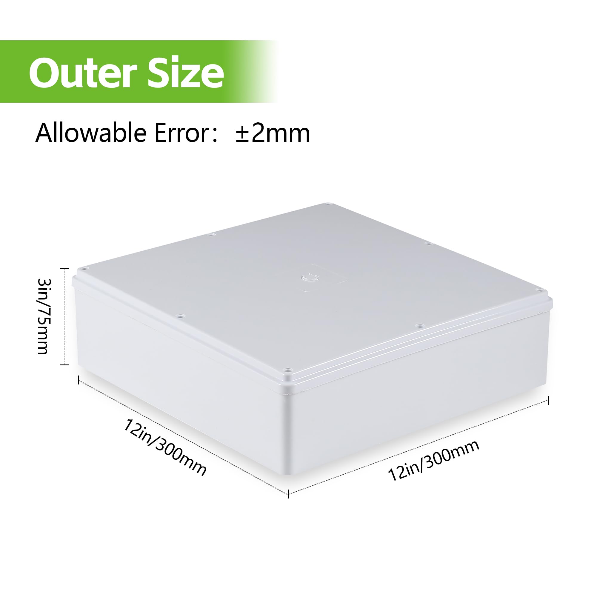 2 Stück 30,5 x 30,5 x 7,6 cm PVC-Kunststoff, staubdicht, wasserdicht, IP65 Abzweigdosen, Projekt-Abzweigdose für Elektrogehäuse