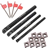 4Pcs 7/8/10/12mm SCLCR06 Lathe Boring Bar Turning Tool with 10pcs CCMT0602 Inserts
