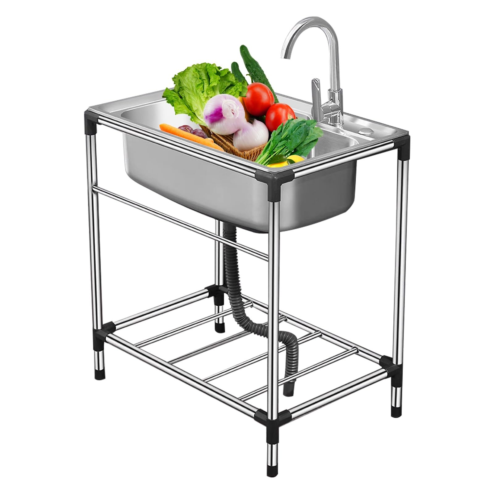 Évier de bar de cuisine de restaurant avec support en inox durable