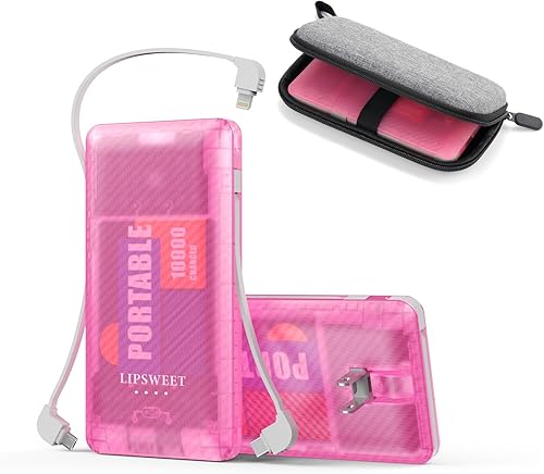 Banco de energía portátil, cargador portátil ultra delgado de 10000 mAh, batería externa de carga rápida USB C con enchufe de pared de CA integrado,