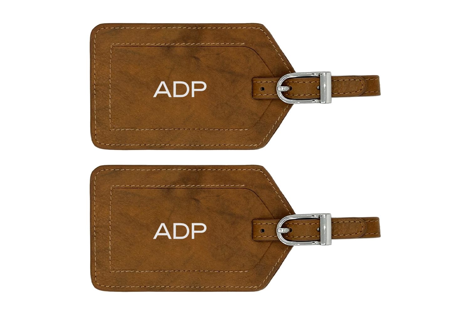 Personalized Monogrammed Leather Luggage Tags - 2 Pack