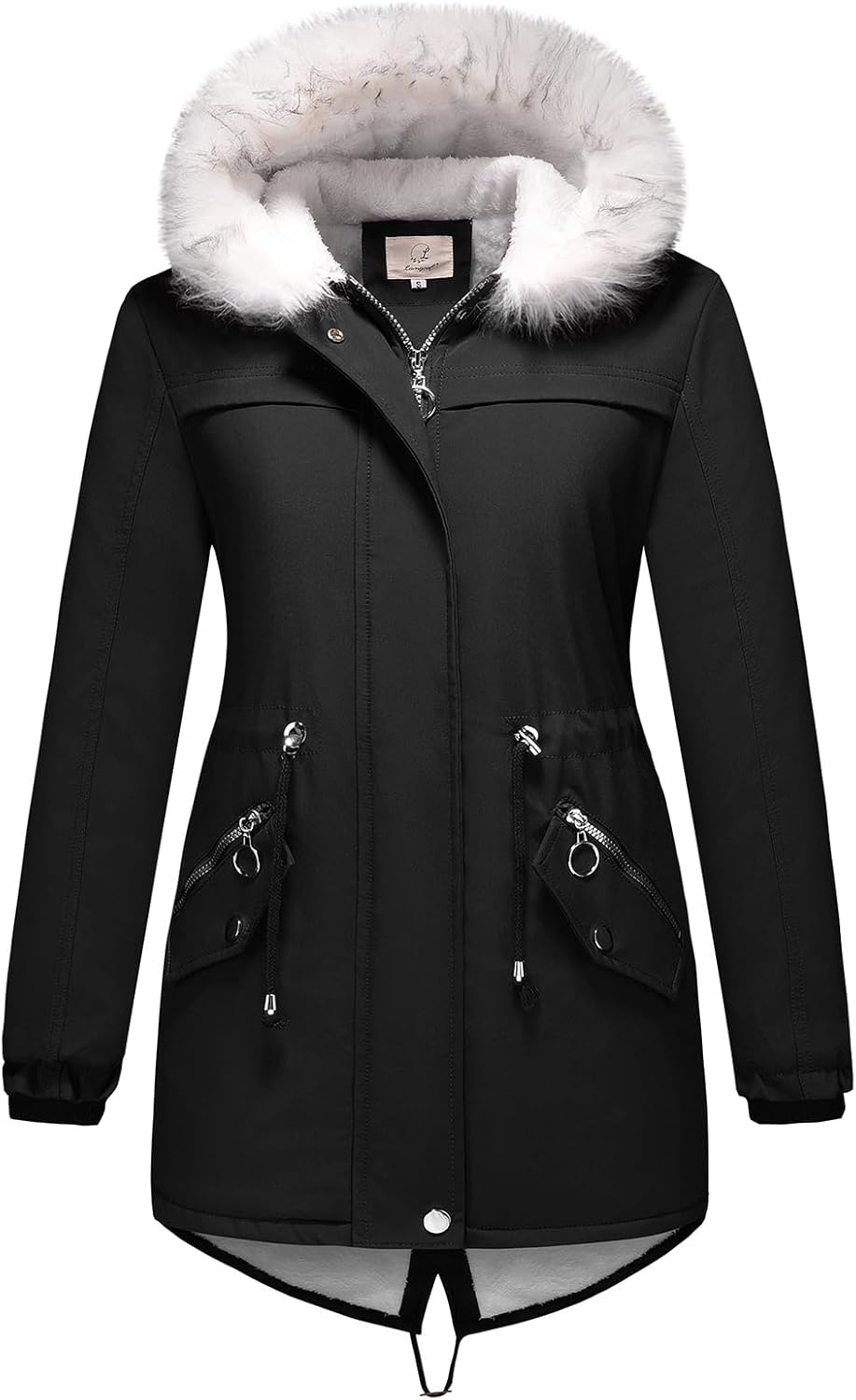 Lamgool Winter Coats for Women Warm Sherpa Fleece Long Back Jacket Thicken Parka with Hood