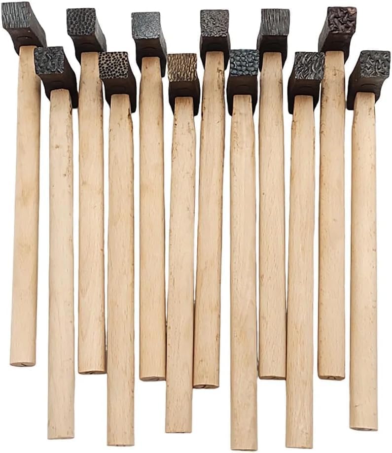 Jieotwice 12PCS Gold and Silver Jewellery Texture Hammer Processing Hammering Engraving Texture Hammering Gold Tools