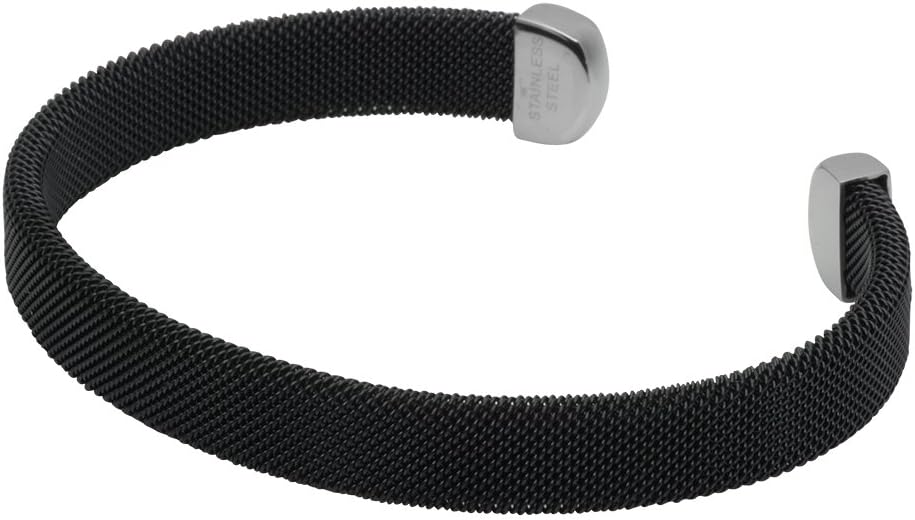 QRAY Midnight Black and White Stainless Steel Mesh Golf Athletic Bracelet