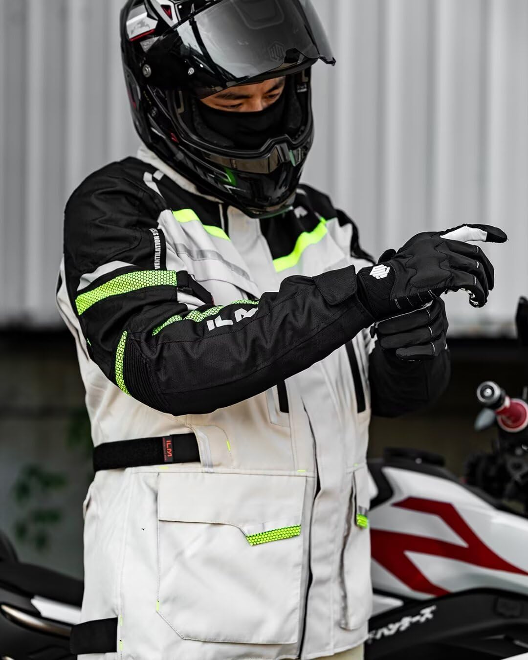 ILM Men's Street Motorcycle Jacket with CE Armor and Detachable Thermal Liner All Season Waterproof Adventure Touring Jackets Model JRL3 Cream, L - Image 3