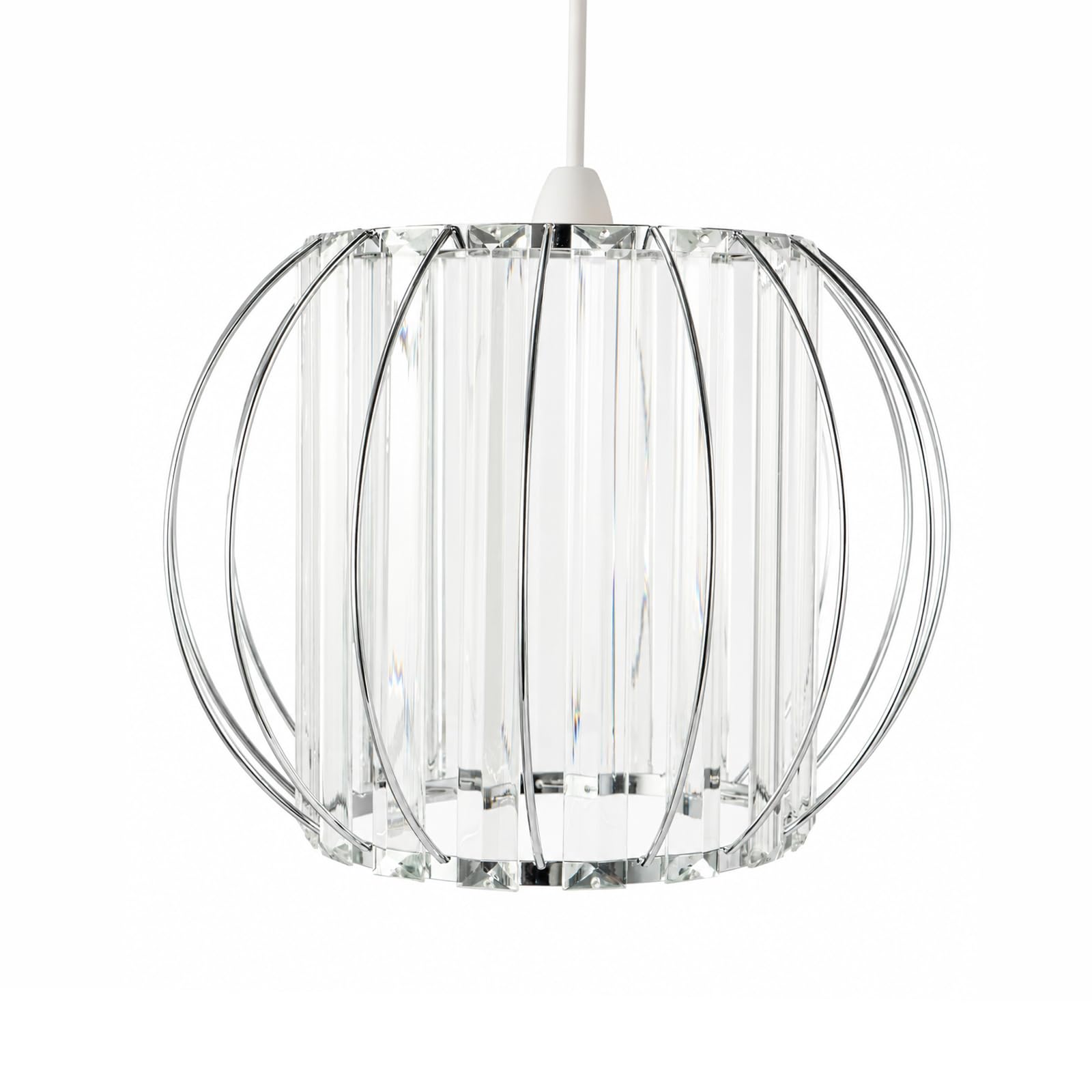 EVERGOODS Easy Fit Pendant Ceiling Light Shade 26.8cm, Matt Crystal Effect Lampshade, Clip-On No Wiring Lampshade for Bedroom, Kitchen, Living Room, Hallway Modern Ceiling Pendant Shade (Sliver)