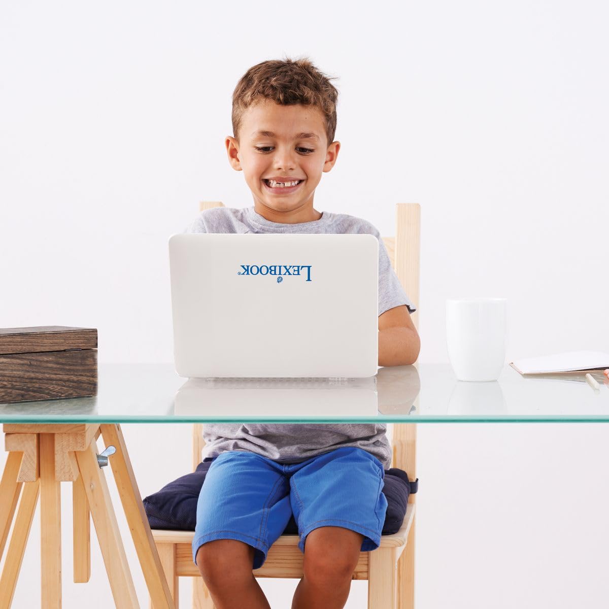 Lexibook, Ordinateur Portable éducatif bilingue, Anglais et Espagnol, 164 activités d'apprentissage, écran LCD, Clavier, Jeux Amusants et découverte, Bleu, JC601i2LXB