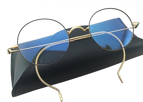 Miniatura 4 de Circleperson Gafas de titanio puro Vintage redondo Cable templo ligero