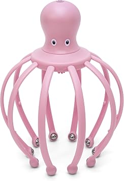 Electric Head Scalp Massager 10Claws Head Massager Octopus Shaped Hair Scalp Massage Tools Scalp Exfoliator Massager Head Scratcher Massager Stress Relief ETHSF14 Pink