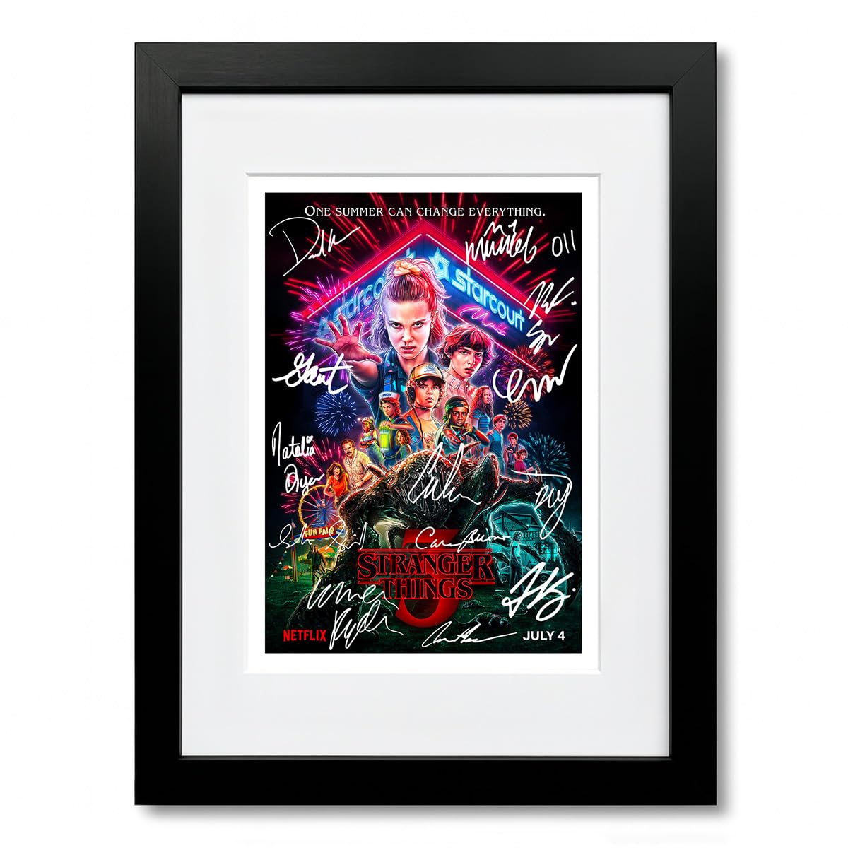 Strange Hawkins Thing Cast Signed Autograph A4 Poster Photo Print Photograph Artwork Wall Art Picture TV Show Series Season Gift (Season3, A4 Framed & Mounted)