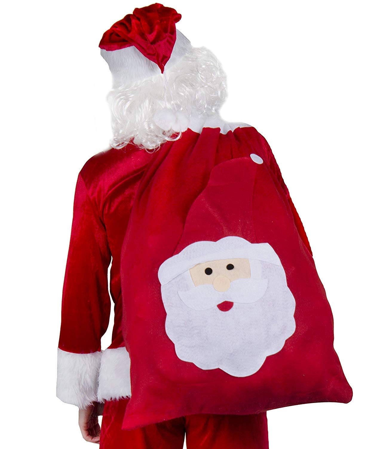 I LOVE FANCY DRESS Christmas Santa Sack Large 90cm - Father Christmas Sack with Santa Claus Face, Gift Present Bag Red