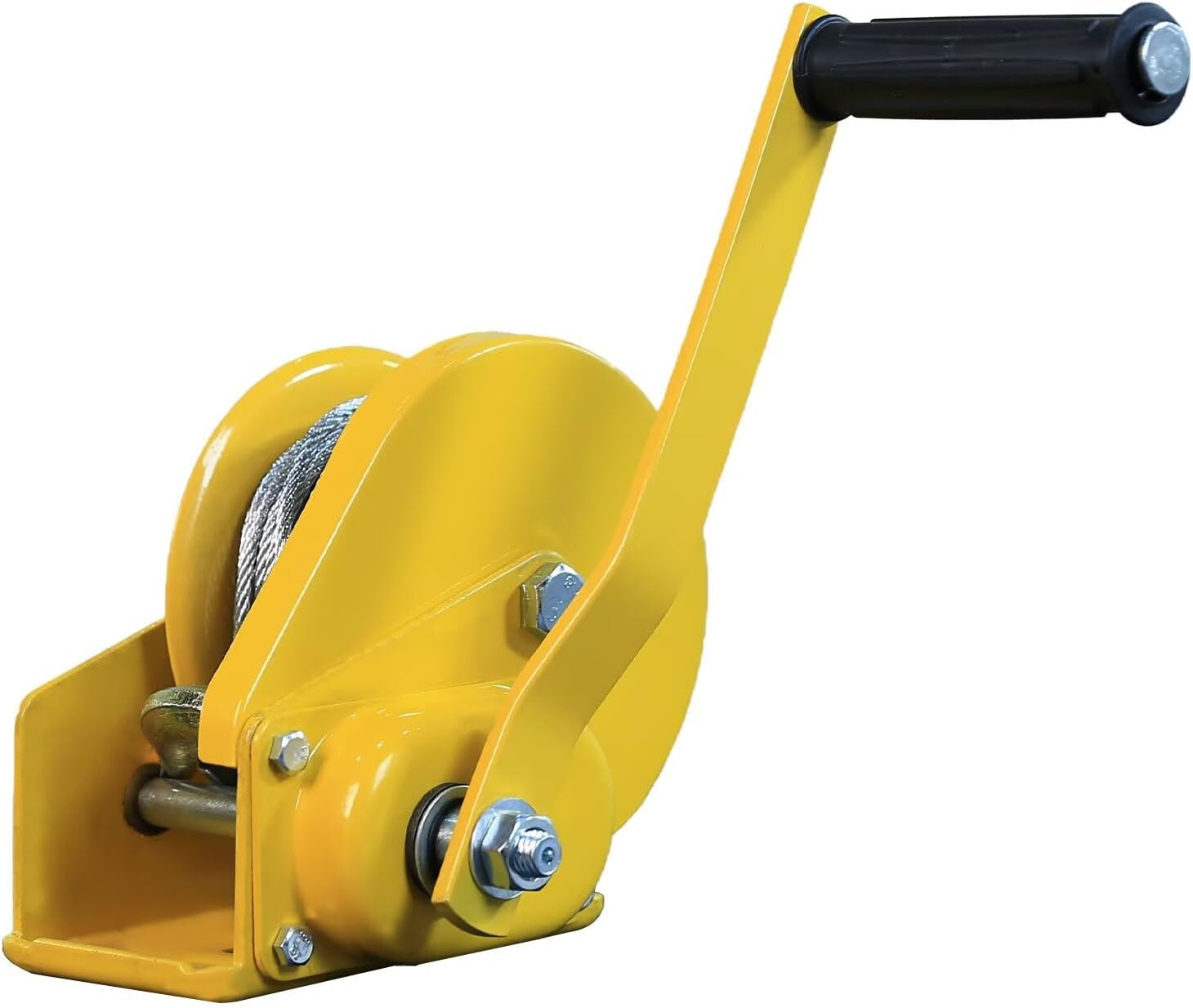 Manual Winch, Two-Way Self-Locking Portable Ratchet Winch with 65 ft Wire Rope for Boat Trailer Marine