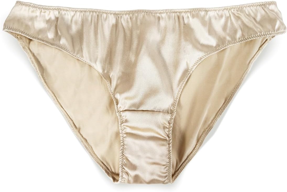 22 Momme 100% Mulberry Silk Underwear, Silk Satin Classic Bikini Panties for Women, Ultra Breathable Hipster