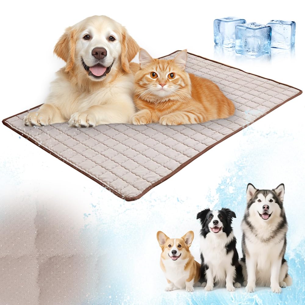 Dog Cooling Mat, 2026 New Durable Pet Cool Mat Non-Toxic Gel Self Cooling Pad, Durable Leakproof Cooling Mat for Dogs, Pet Cooling Mat Great for Dogs Cats in Hot Summer (Coffee, M-70 * 50cm)