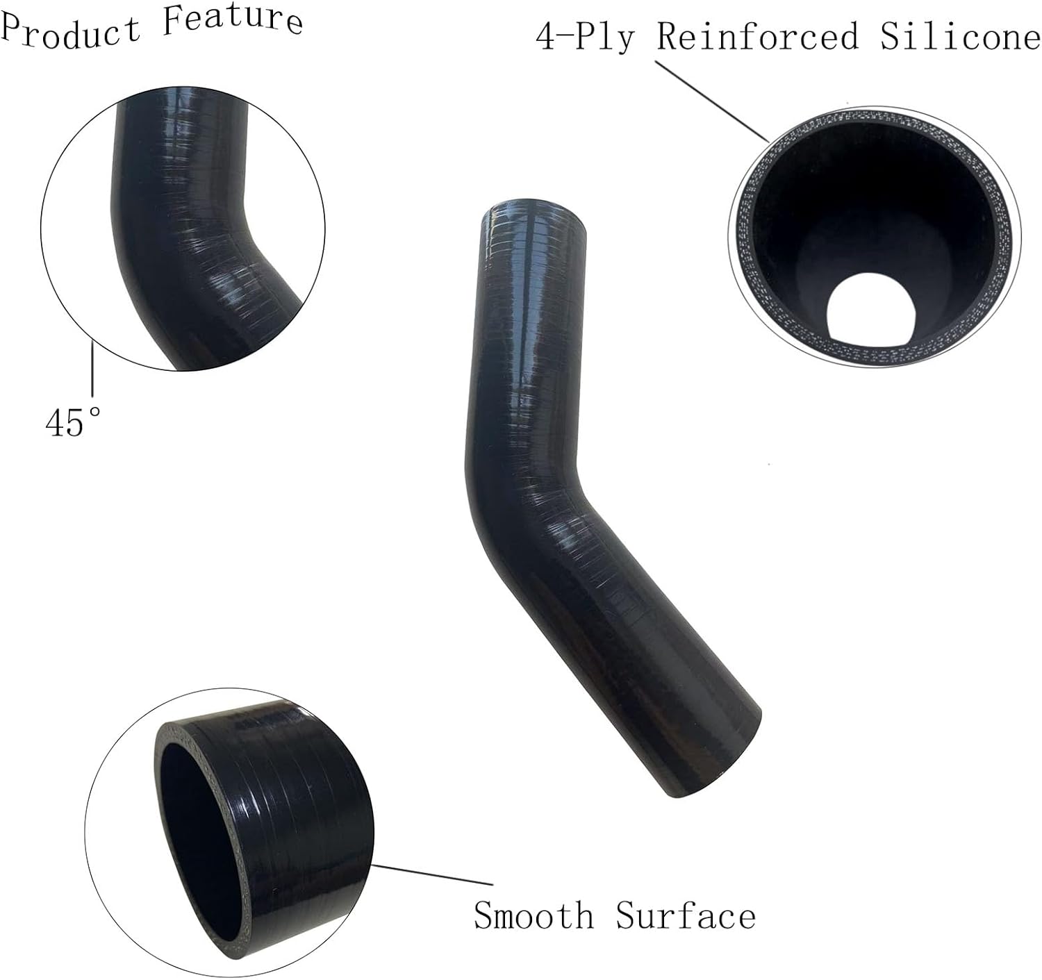 ID 3.5" 45 Degree Silicone Hose Elbow Coupler 6 inch (152.4mm) Leg Length Universal 4-Ply Reinforced Silicone Straight Turbo Pipe Elbow Intake Radiator Hose