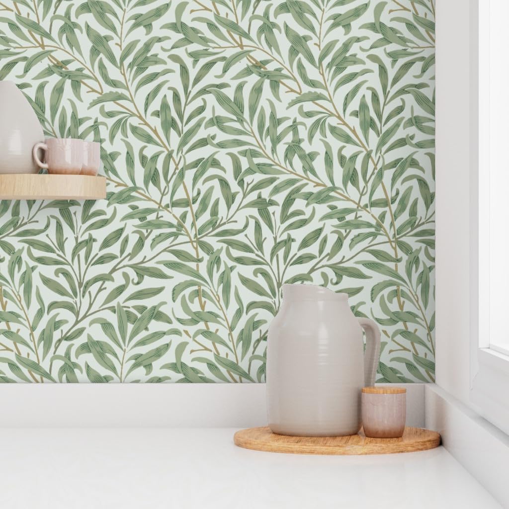 Removable Wallpaper 12ft x 2ft - Willow Bough William Morris Antique Victorian Art Nouveau Edwardian Arts and Crafts Custom Pre-Pasted Wallpaper by Spoonflower