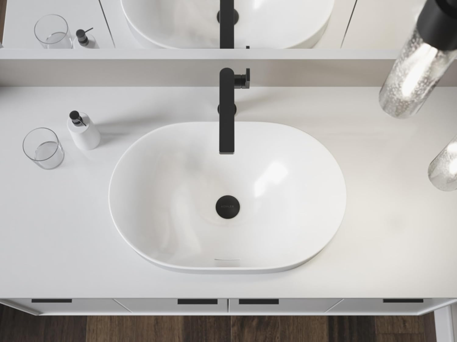 White Ceramic Oval Vessel Bathroom Sink