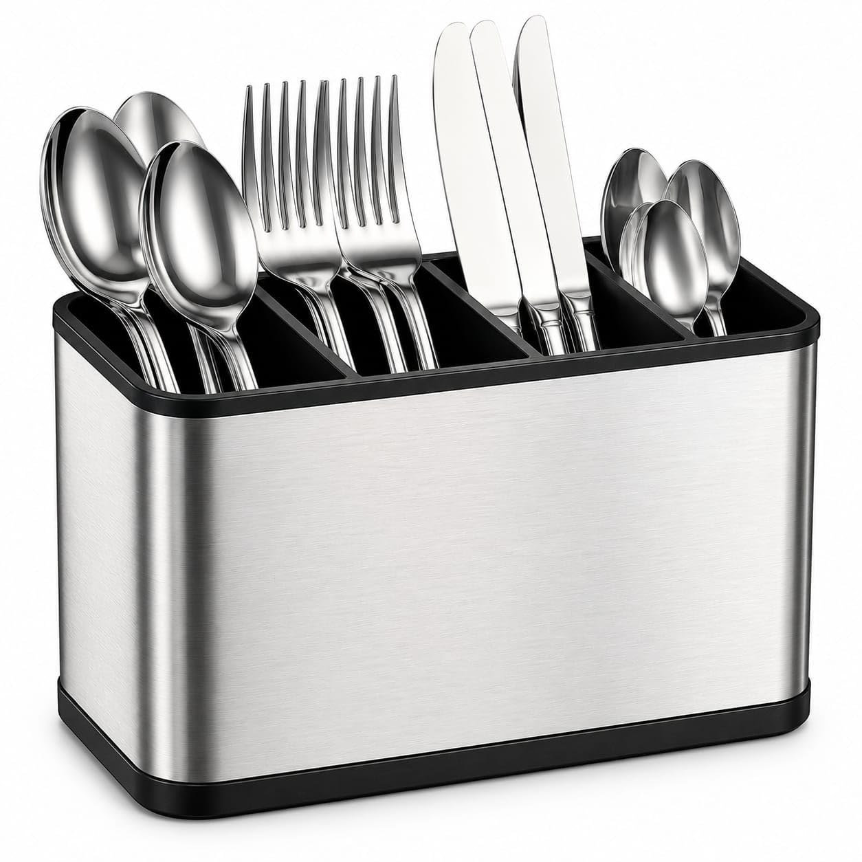 Escorredor de Talheres Inox com Drenagem Porta Talheres de Pia Organizador de Utensílios