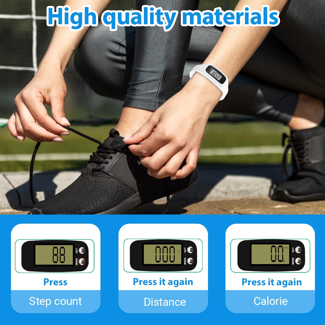 1 Pièce Montre Podometre non Connectée,Silicone Podomètre Montre, Podomètres de Sport et de Fitness,Unisexe (Blanc)