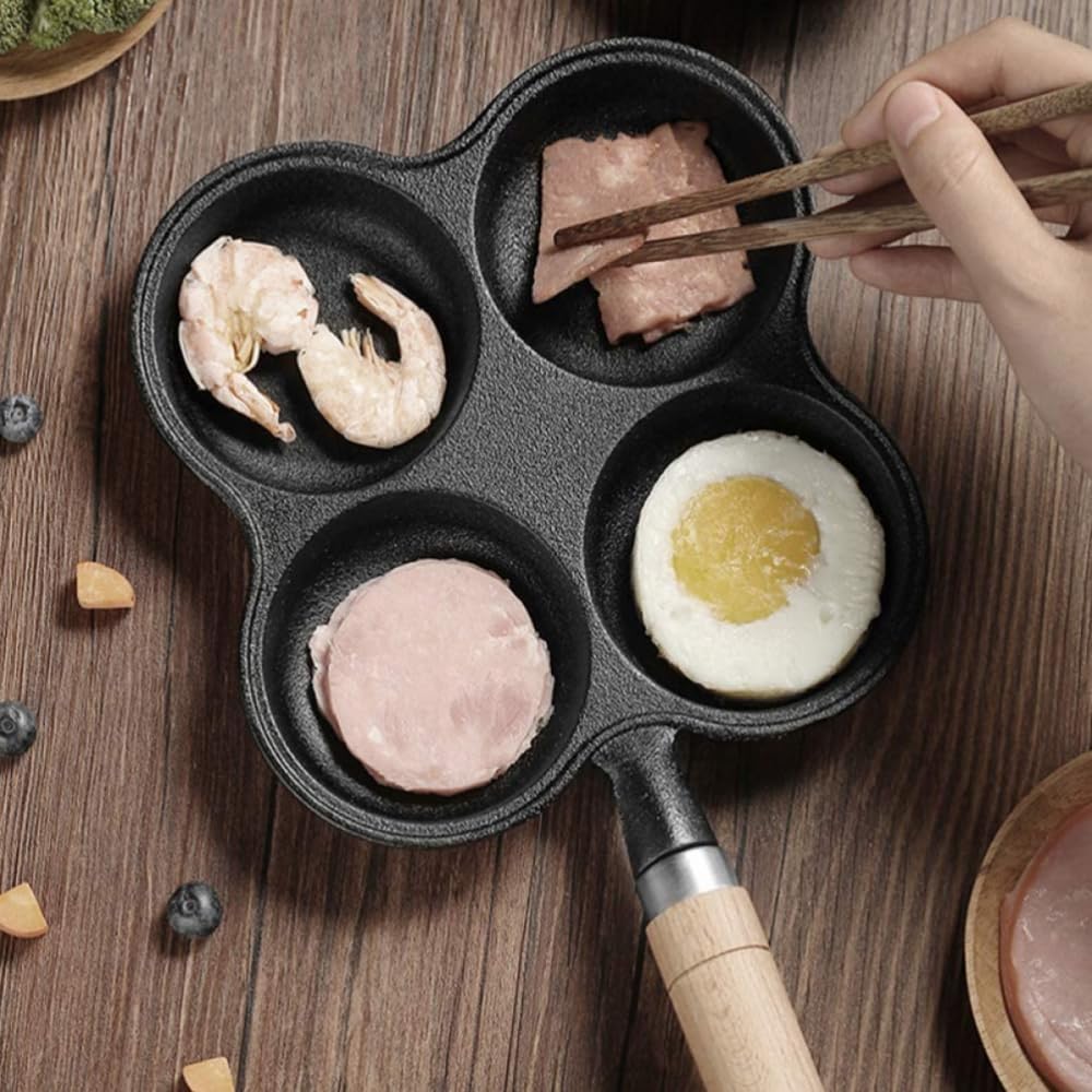 Poêle à œufs 4 tasses poêle à œufs moule frit antiadhésif multi-œufs casserole avec poignée antidérapante omelette pour petit déjeuner œuf crêpes