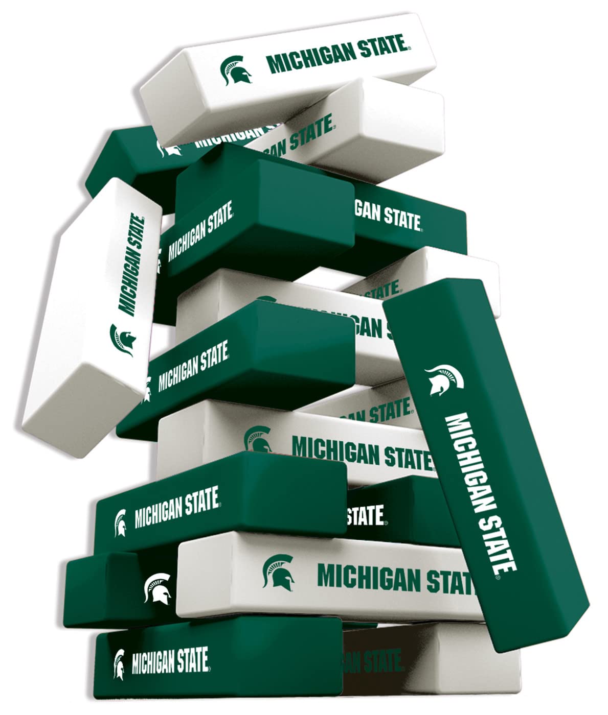 MasterPieces Game Day - NCAA Michigan State Spartans - Officially Licensed Tumble Tower, Real Wood Blocks