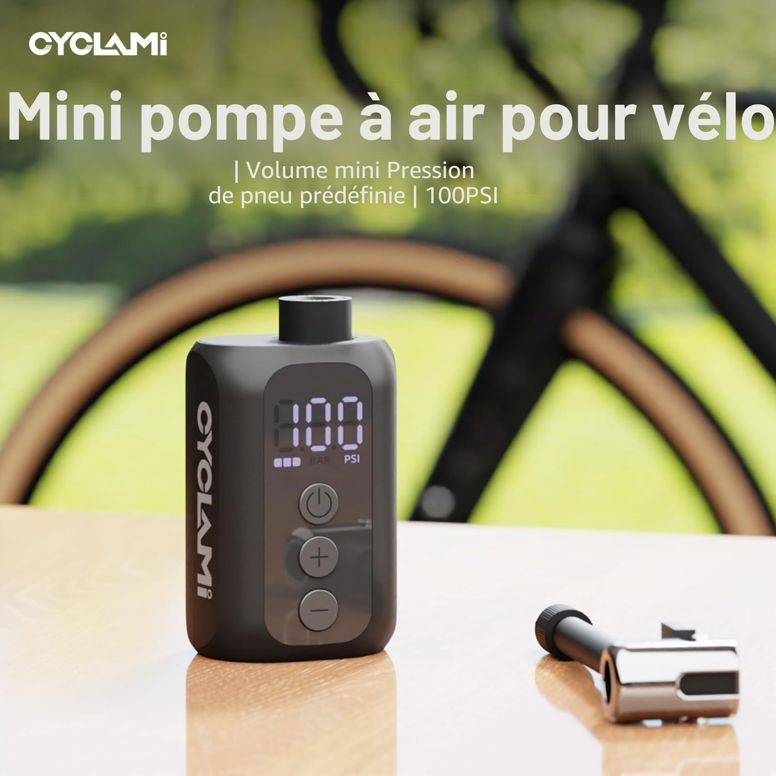 A5S Mini Pompe à air, électrique pour vélo Pompe,Électrique Compacte Max 100 PSI,Arrêt Automatique,Valves Presta et Schrader pour VAE, VTT et Vélo de Route(98g)