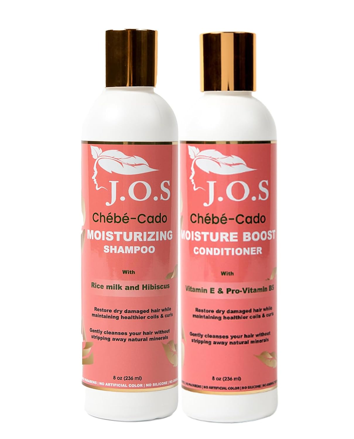 J.O.S Chébé-Cado Moisturizing Hair Care Bundle- Shampoo & Conditioner with Biotin for Anti-Thinning & Pro-Lengthening, Avocado & rice protein, Formulated without Sulfates + Parabens (8 Fl oz)