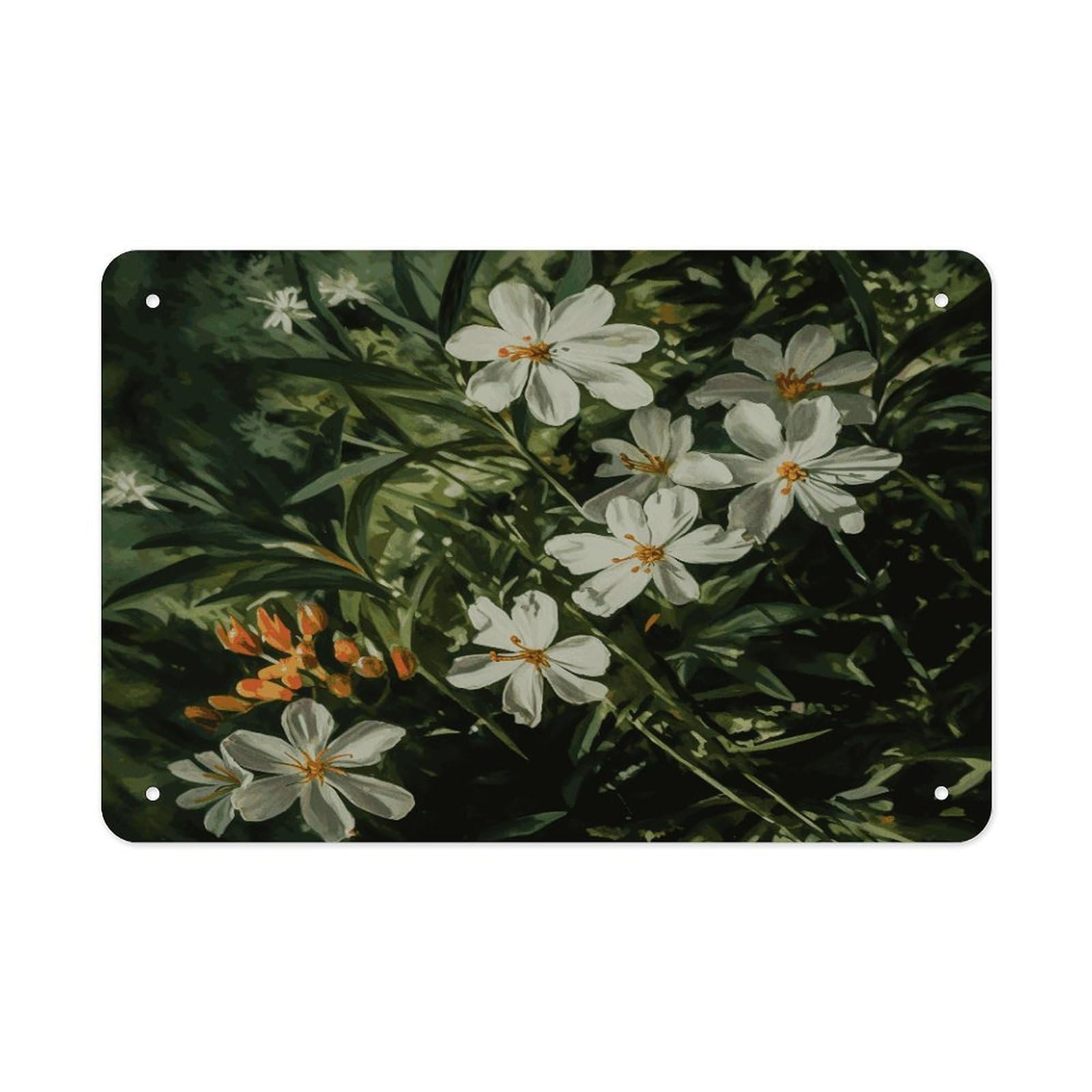 Fodpand Style Flowers And Green Leaves Wall Art Metal Signs Tin Sign