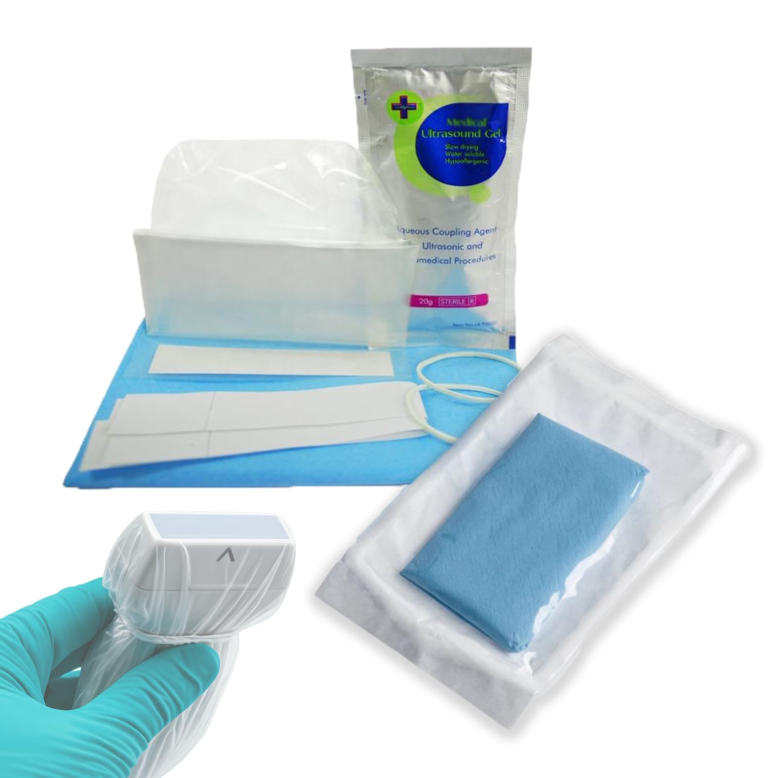 Ultrasound Probe Cover, Transducer Disposable Clear Latex-Free Sterile Protector, 6" x 48", Packaging Individual, 50 Pcs