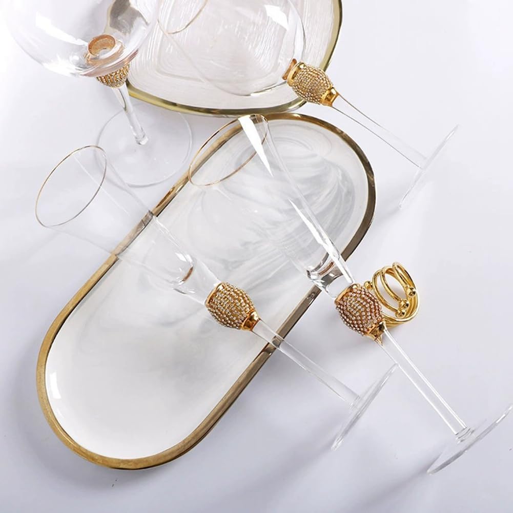 ISTOVO Set di 2 Calici da Vino con Finitura e Decorazioni In Diamante, Eleganti Flauti da Champagne con Stelo Lungo, Bicchieri da Cocktail, Regalo 2 Pezzi.