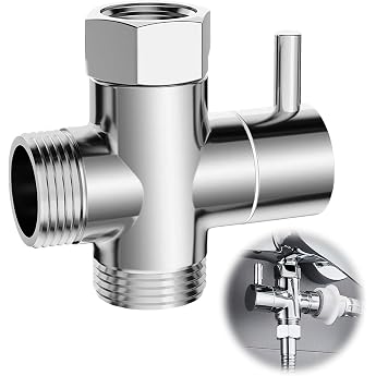 3-Way Diverter Valve Shower G1/2 Inch Brass Water Connection Adapter with Chrome Surface Easy Installation Diverter Shower Ideal for Bathroom and Kitchen