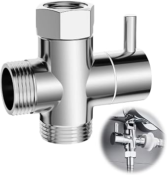 3-Way Diverter Valve Shower G1/2 Inch Brass Water Connection Adapter with Chrome Surface Easy Installation Diverter Shower Ideal for Bathroom and Kitchen