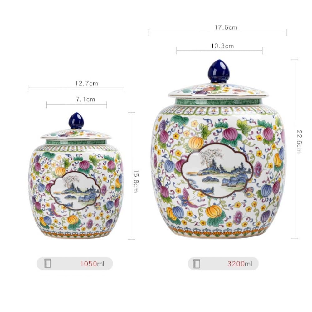 LYGSWDB Teedose, Vorratsbehälter für große Teemengen, Glas mit Deckel, Keramikglas, großes Fassungsvermögen, versiegeltes Glas, Retro-Chinesisches Teeset, Einzelglas-Teedose (A, M)