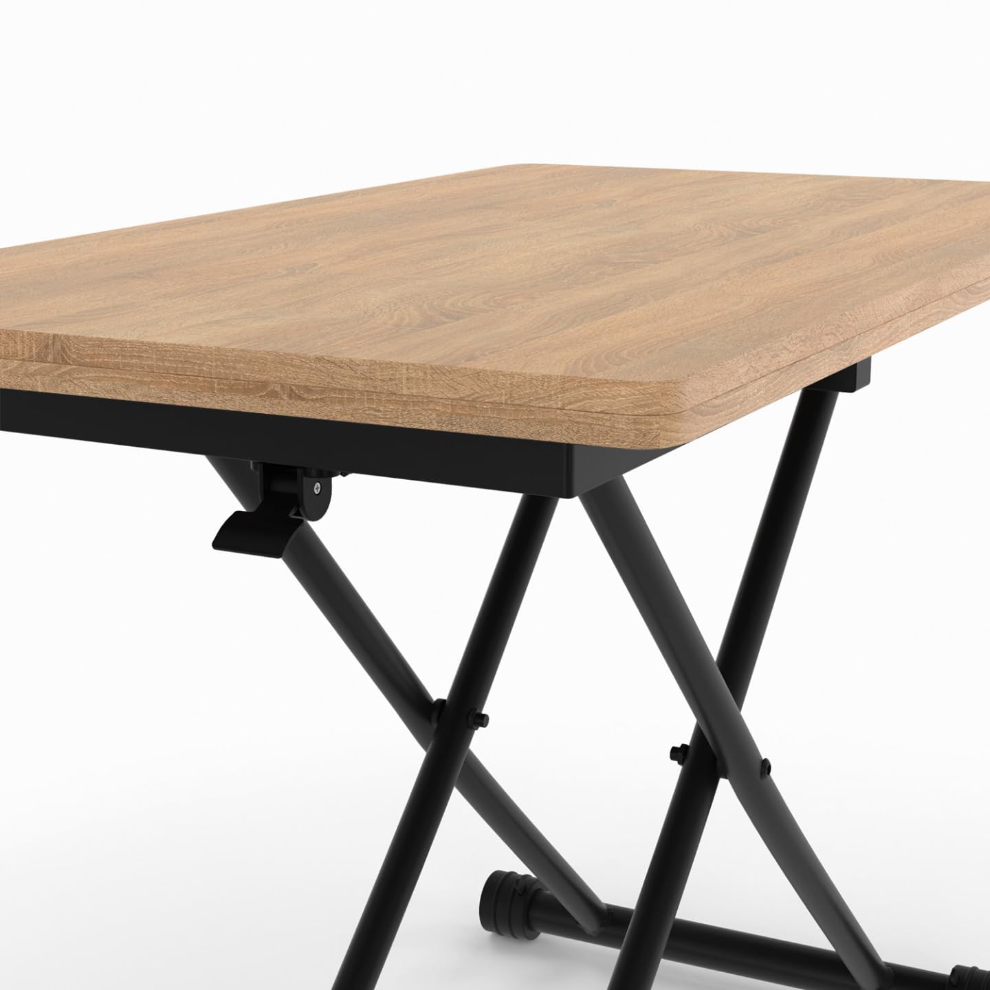 IDMarket - Table Basse Extensible relevable en Table à Manger rectangulaire Urbana Plateau façon hêtre Pied Noir Design Industriel