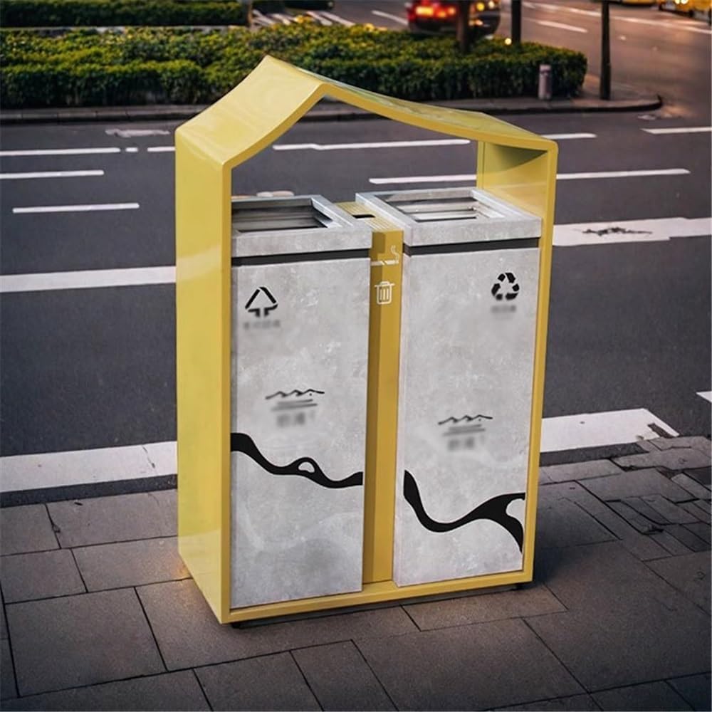 Outdoor Waste Bin Creativity Outdoor Waste Bin Galvanized Steel Waste Bin for Hotel Street Public Places Large Commercial Waste Bin, Heavy Duty Waste Bin