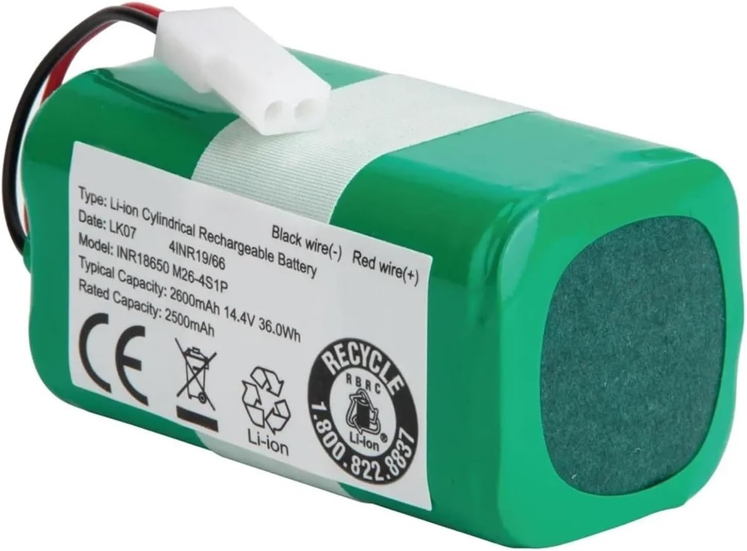 14.4V Replacement Battery, Compatible For Bissell, EV675, 2503, 2933, 2859, 3115，Compatible For Bob Sweep，WJ540011, WP460011RO Robotic Vacuum 14.8V(2600mAh)