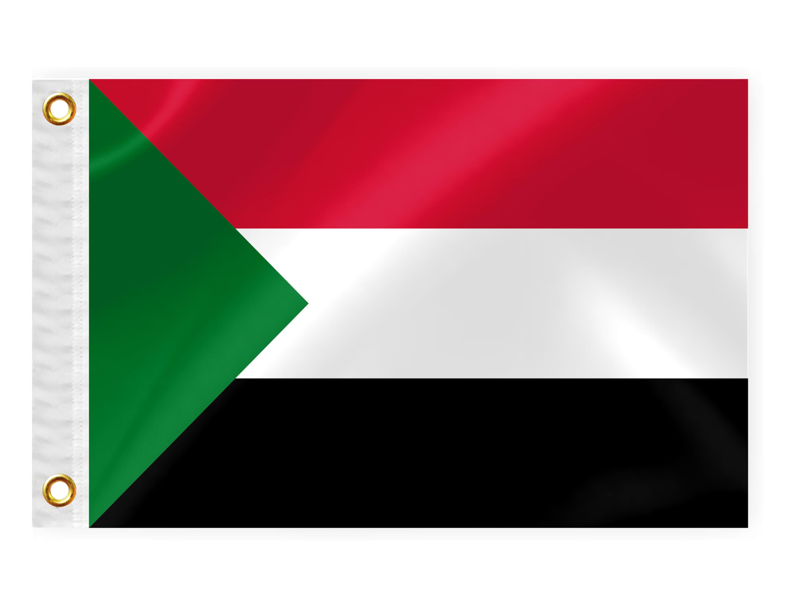 Sudan Boat Nautical Flag 12x18IN Double Sided Sudanese Marine Banner Nylon Small Yacht Sail Pontoon ATV Bike Truck Motorcycle Flag with 2 Brass Grommets
