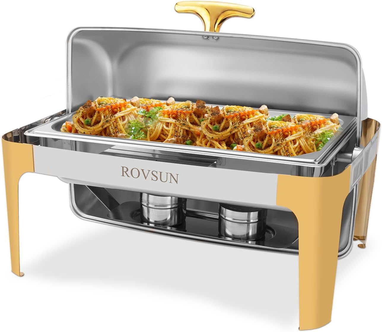Roll Top Chafing Dish with Gold Accent