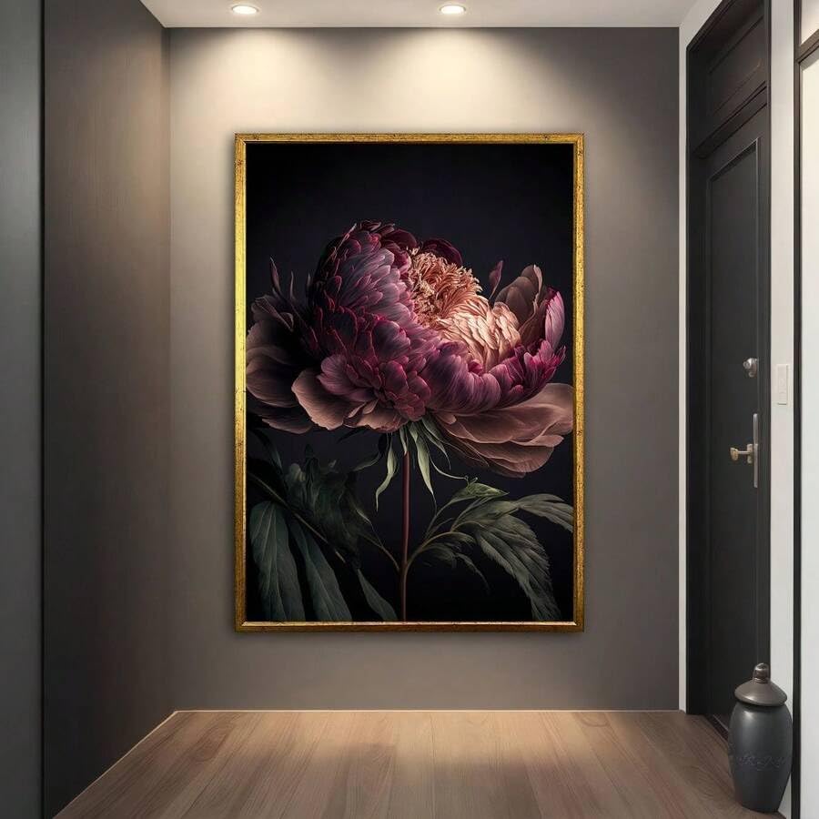 Peinture florale moderne de pivoines pour sublimer la décoration du salon - 2