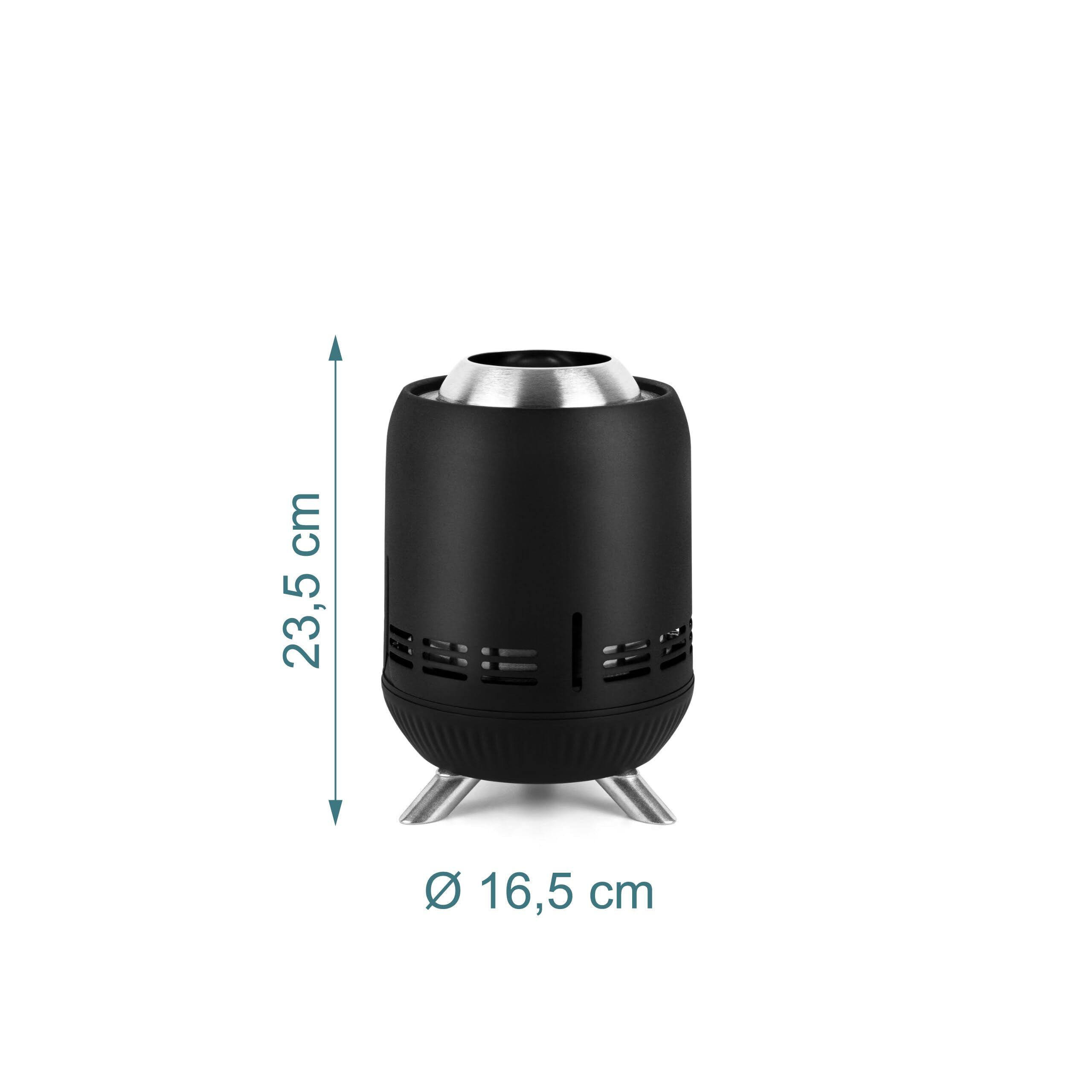 Relaxdays Cheminée de Table sans fumée en INOX, HxD 23,5x16,5 cm, Sac de Transport, Camping, Noir