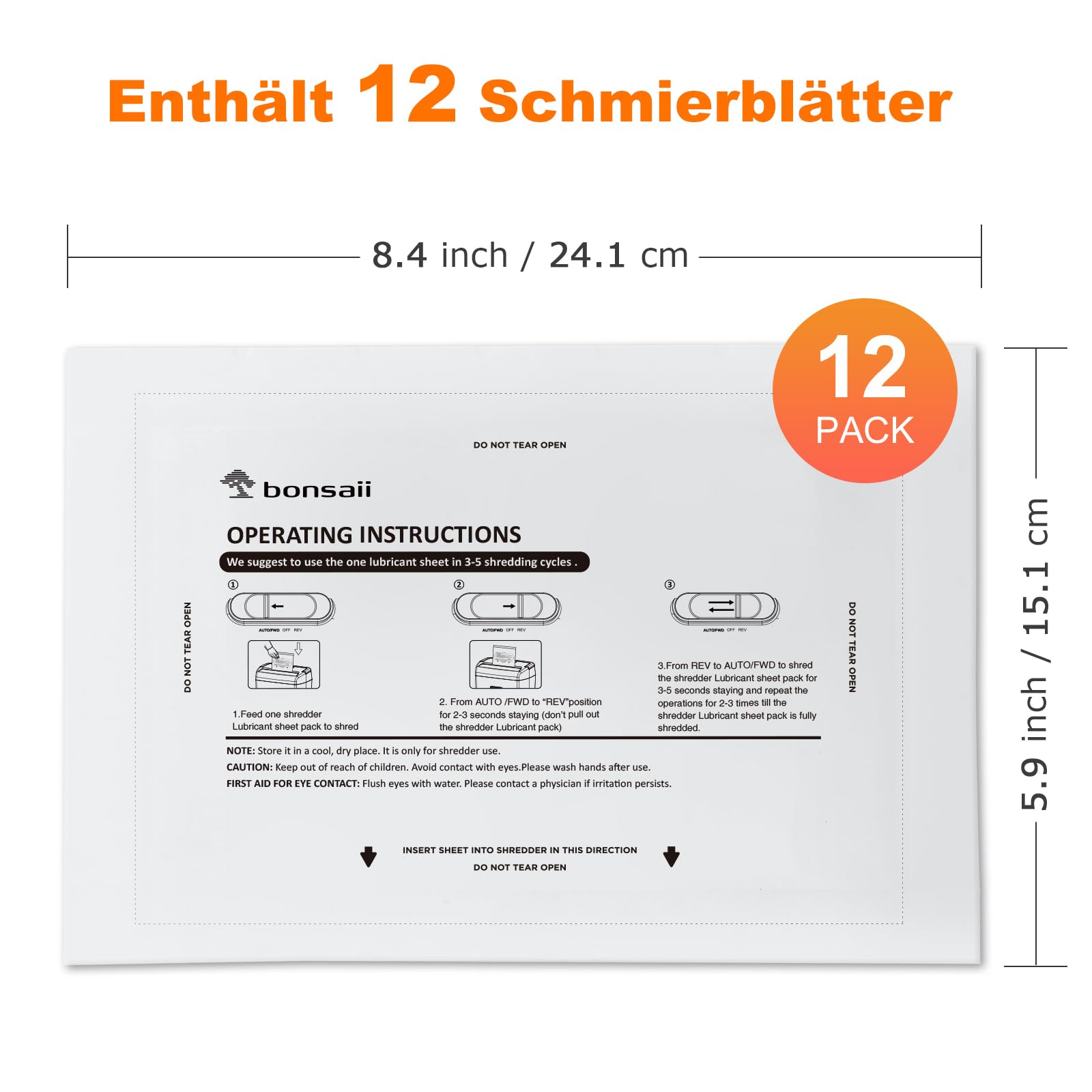 Bonsaii Aktenvernichter 8 Blatt + 12 Ölpapierblätter Set, Papierschredder mit Sicherheitsstufe P-4, Kreuzschnitt 5x14mm, 16L Auffangbehälter, Überhitzungsschutz, inkl. Wartungsölpapier für Home-Office