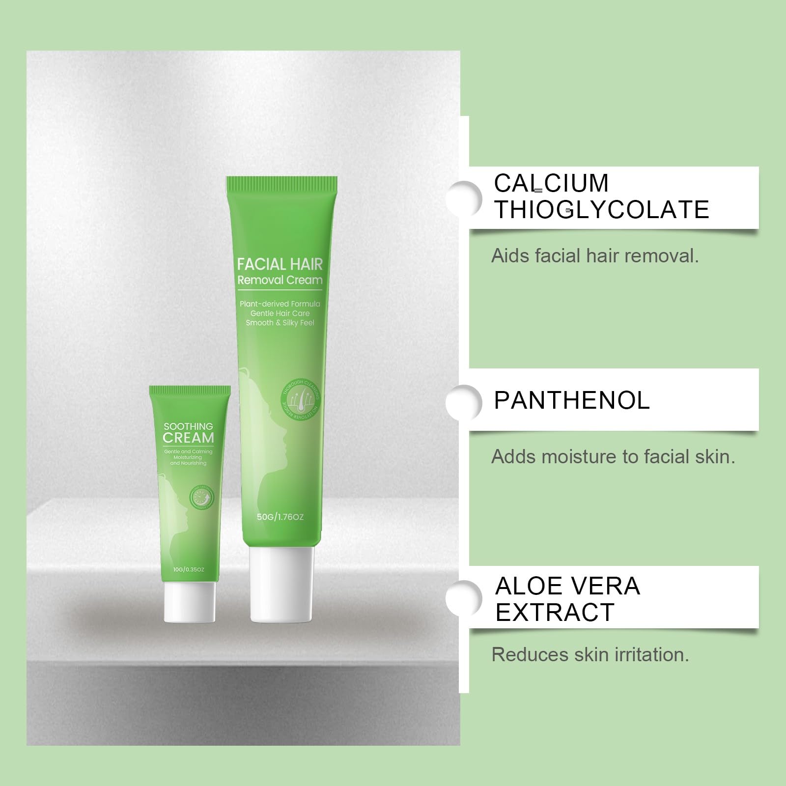 Schmerzfreies Gesichtshaarentfernungs-Set Für Empfindliche Haut, Damen Enthaarungscreme Mit Passender Beruhigungscreme, Hausgebrauch Für Oberlippe Und Kinn (6 PCS)