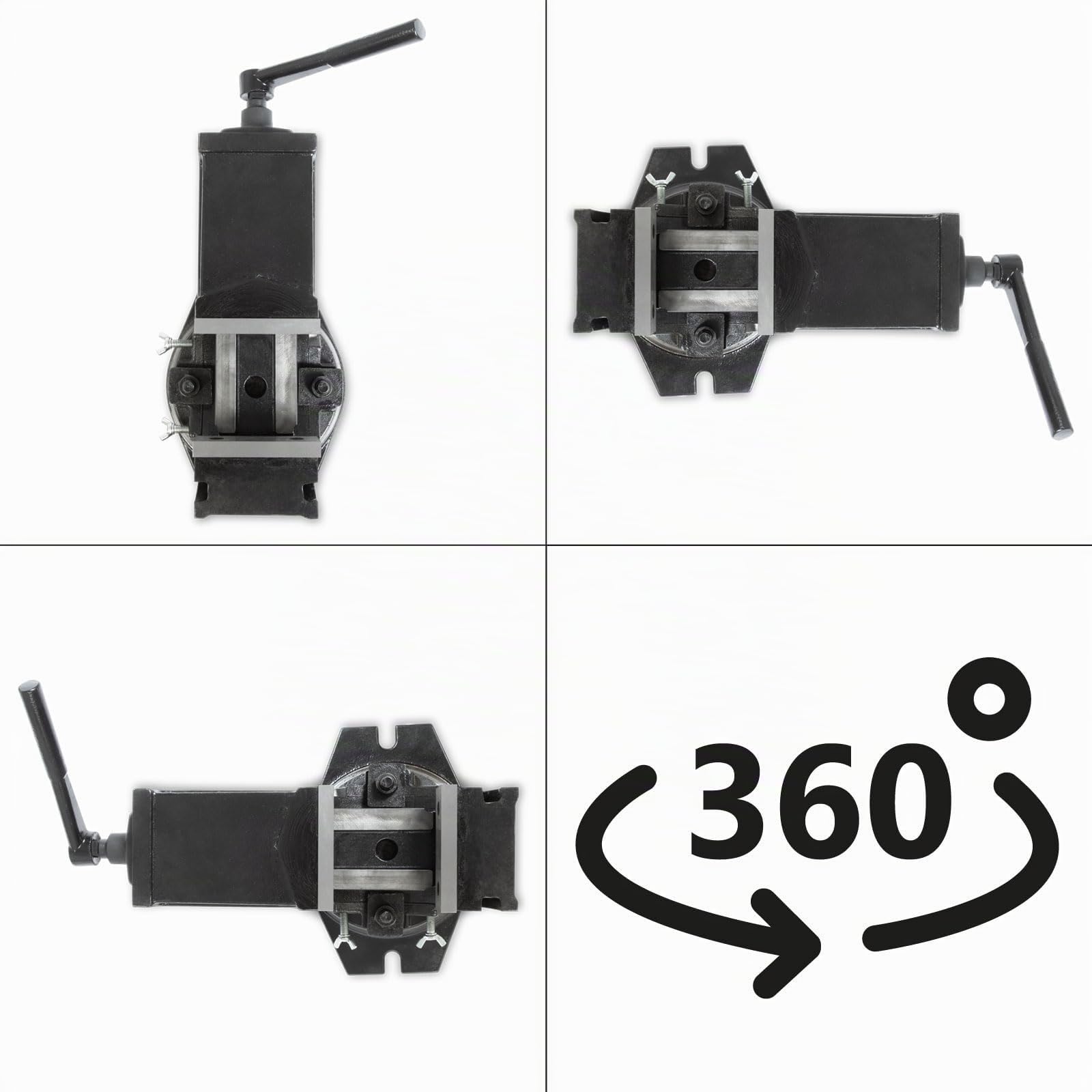 EBERTH Etau de machine rotatif et basculant en acier moulé, Max. Largeur de serrage 80mm, largeur des mors 100mm, étau pour perceuse, étau pour perceuse, basculant de 0° à 90°, pivotant à 360