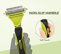 Vista 7 de Pecute Pet Dematting Tool 2 Pack - Double Sided Undercoat Rake & Dematting Comb for Detangling Matted or Knotted Undercoat Hair, Great for Medium or