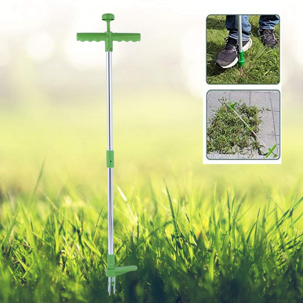 Zopsc Portable Weed Puller Stand Up Weeder Long Handle Garden Lawn Root Killer Remover Tool